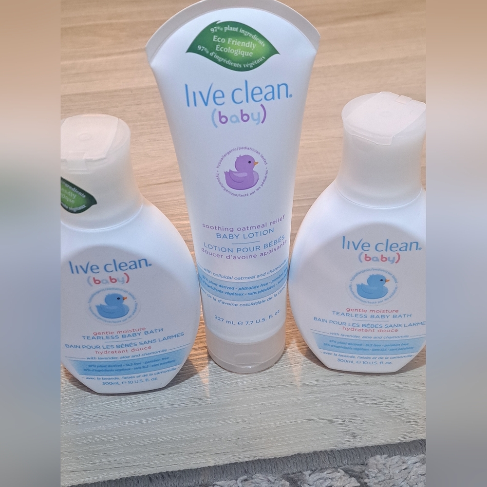 3 Brand New Live Clean Baby Lotion and Wash Set